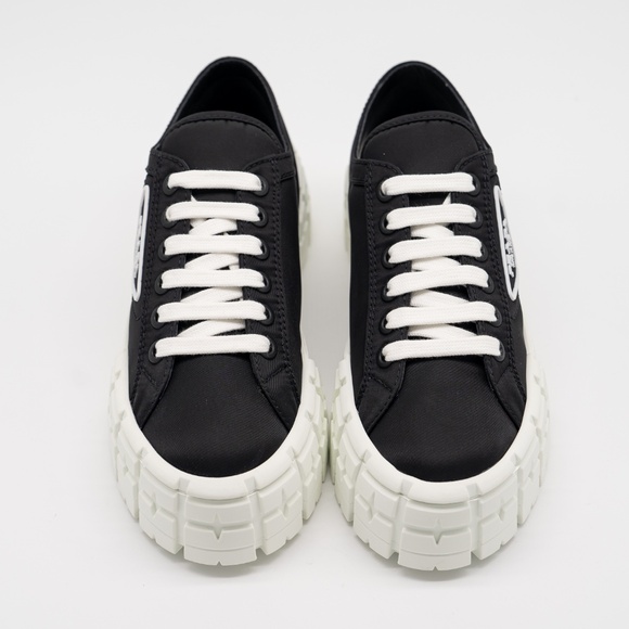 size 40eu 10 US Prada Double Wheel Platform Sneaker Black Nylon - Picture 3 of 14